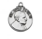 Sterling Silver St. John Paul II Medal Necklace With 20 Inch Rhodium Plated Brass Chain and Deluxe Gift Box