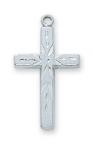 Sterling Silver Cross Necklace With 18 Inch Rhodium Plated Brass Chain and Deluxe Gift Box