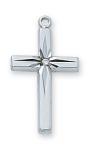 Sterling Silver Cross Necklace With 18 Inch Rhodium Plated Brass Chain and Deluxe Gift Box