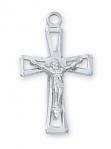 Sterling Silver Crucifix Necklace With 18 Inch Rhodium Plated Brass Chain and Deluxe Gift Box