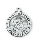Sterling Silver St. Bridget Medal Necklace With 18 Inch Rhodium Plated Brass Chain and Deluxe Gift Box