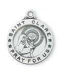 Sterling Silver St. Clare Medal Necklace With 18 Inch Rhodium Plated Brass Chain and Deluxe Gift Box