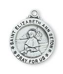 Sterling Silver St. Elizabeth Ann Seton Medal Necklace With 18 Inch Rhodium Plated Brass Chain and Deluxe Gift Box