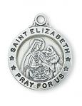 Sterling Silver St. Elizabeth Medal Necklace With 18 Inch Rhodium Plated Brass Chain and Deluxe Gift Box
