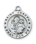 Sterling Silver St. Joseph Medal Necklace With 18 Inch Rhodium Plated Brass Chain and Deluxe Gift Box