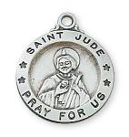 Sterling Silver St. Jude Medal Necklace With 18 Inch Rhodium Plated Brass Chain and Deluxe Gift Box