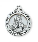 Sterling Silver St. Maria Goretti Medal Necklace With 18 Inch Rhodium Plated Brass Chain and Deluxe Gift Box