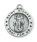 Sterling Silver St. Michael Medal Necklace With 18 Inch Rhodium Plated Brass Chain and Deluxe Gift Box