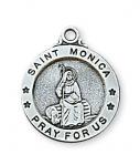 Sterling Silver St. Monica Medal Necklace With 18 Inch Rhodium Plated Brass Chain and Deluxe Gift Box
