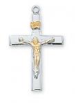 Sterling Silver Crucifix Necklace With 18 Inch Rhodium Plated Brass Chain and Deluxe Gift Box