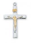 Sterling Silver Crucifix Necklace With 18 Inch Rhodium Plated Brass Chain and Deluxe Gift Box