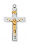 Sterling Silver Crucifix Necklace With 18 Inch Rhodium Plated Brass Chain and Deluxe Gift Box