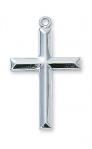 Sterling Silver Cross Necklace With 24 Inch Rhodium Plated Brass Chain and Deluxe Gift Box