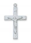 Sterling Silver Crucifix Necklace With 18 Inch Rhodium Plated Brass Chain and Deluxe Gift Box