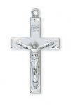 Sterling Silver Crucifix Necklace With 24 Inch Rhodium Plated Brass Chain and Deluxe Gift Box