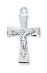 Sterling Silver Crucifix Necklace With 18 Inch Rhodium Plated Brass Chain and Deluxe Gift Box