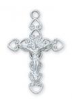 Sterling Silver Crucifix Necklace With 18 Inch Rhodium Plated Brass Chain and Deluxe Gift Box