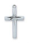 Sterling Silver Cross Necklace With 18 Inch Rhodium Plated Brass Chain and Deluxe Gift Box