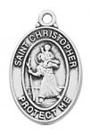 Sterling Silver St. Christopher Medal Necklace With 16in Rhodium plated brass chain and Deluxe Gift Box