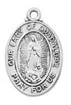 Sterling Silver Lady of Guadalupe Medal Necklace With 16in Rhodium plated brass chain and Deluxe Gift Box