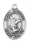 Sterling Silver St. Michael Medal Necklace With 16in Rhodium plated brass chain and Deluxe Gift Box