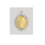 Gold over and Sterling Miraculous Medal Necklace With 18 in rhodium plated brass chain boxed.