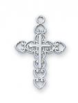 Sterling Silver Cross Necklace With 16 Inch Rhodium Plated Brass Chain and Deluxe Gift Box