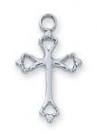 Sterling Silver Cross Necklace With 16 Inch Rhodium Plated Brass Chain and Deluxe Gift Box