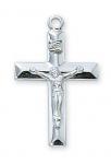 Sterling Silver Crucifix Necklace With 18 Inch Rhodium Plated Brass Chain and Deluxe Gift Box