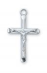 Sterling Silver Crucifix Necklace With 18 Inch Rhodium Plated Brass Chain and Deluxe Gift Box