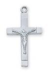 Sterling Silver Crucifix Necklace With 18 Inch Rhodium Plated Brass Chain and Deluxe Gift Box