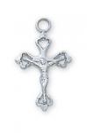 Sterling Silver Crucifix Necklace With 16 Inch Fine Rhodium Plated Brass Chain and Deluxe Gift Box