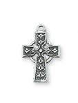 Sterling Silver Celtic Cross Necklace With 16 Inch Rhodium Plated Brass Chain and Deluxe Gift Box
