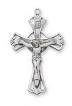 Sterling Silver Crucifix Necklace With 18 Inch Rhodium Plated Brass Chain and Deluxe Gift Box