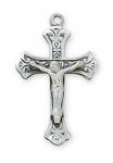 Sterling Silver Crucifix Necklace With 18 Inch Rhodium Plated Brass Chain and Deluxe Gift Box