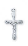 Sterling Silver Crucifix Necklace With 16 Inch Rhodium Plated Brass Chain and Deluxe Gift Box