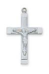 Sterling Silver Crucifix Necklace With 18 Inch Rhodium Plated Brass Chain and Deluxe Gift Box