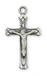 Sterling Silver Crucifix Necklace With 18 Inch Rhodium Plated Brass Chain and Deluxe Gift Box