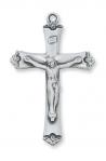 Sterling Silver Crucifix Necklace With 18 Inch Rhodium Plated Brass Chain and Deluxe Gift Box