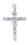 Sterling Silver Crucifix Necklace With 24 Inch Rhodium Plated Brass Chain and Deluxe Gift Box