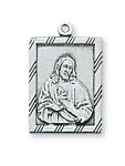 Sterling Silver Sacred Heart Medal Necklace With 18 Inch Rhodium Plated Brass Chain and Deluxe Gift Box