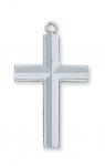 Sterling Silver Cross Necklace With 24 Inch Rhodium Plated Brass Chain and Deluxe Gift Box