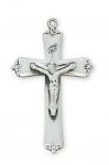 Sterling Silver Crucifix Necklace With 18 Inch Rhodium Plated Brass Chain and Deluxe Gift Box