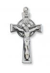 Sterling Silver Crucifix Necklace With 18 Inch Rhodium Plated Brass Chain and Deluxe Gift Box