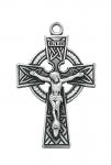 Sterling Silver Celtic Crucifix Necklace With 24 Inch Rhodium Plated Brass Chain and Deluxe Gift Box