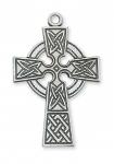 Sterling Silver Celtic Cross Necklace With 24 Inch Rhodium Plated Brass Chain and Deluxe Gift Box