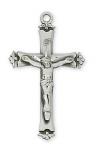 Sterling Silver Crucifix Necklace With 18 Inch Rhodium Plated Brass Chain and Deluxe Gift Box