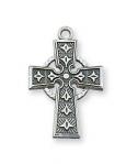 Sterling Silver Celtic Cross Necklace With 18 Inch Rhodium Plated Brass Chain and Deluxe Gift Box