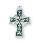 Sterling Silver Celtic Cross Necklace With 16 Inch Rhodium Plated Brass Chain and Deluxe Gift Box