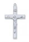 Sterling Silver Crucifix Necklace With 24 Inch Rhodium Plated Brass Chain and Deluxe Gift Box